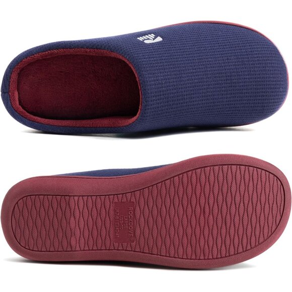Women's Indigo/Wine  Two-Tone Comfy Memory Foam Slipper  Indoor House Shoes - Picture 2 of 6